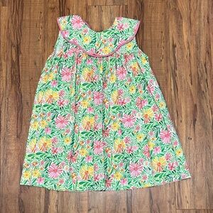 Floral Kids Dress with Green and Pink Accents